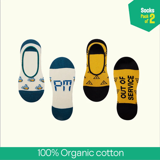 Vibe Check! Unisex Socks, 100% Organic Cotton, No Show, Pack of 2