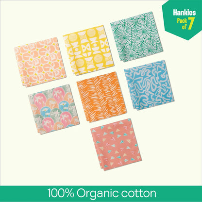 Beat The Heat! Unisex Hankies, 100% Organic Cotton, Pack of 7