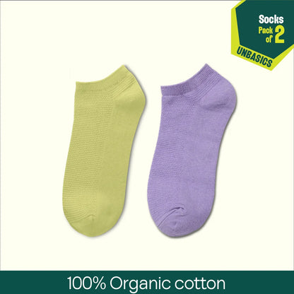 Flying Colors! Unisex Socks, 100% Organic Cotton, Ankle Length, Pack of 2