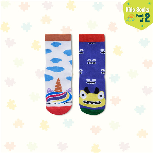 Fun Alert Ahead! Unisex Kid's Socks, 100% Bamboo, Crew Length, Pack of 2
