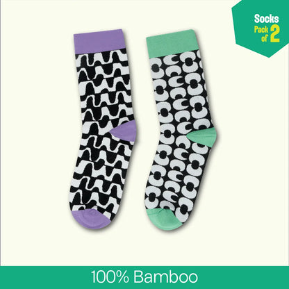 Geo-mazing! Unisex Socks, 100% Bamboo, Crew Length, Pack of 2