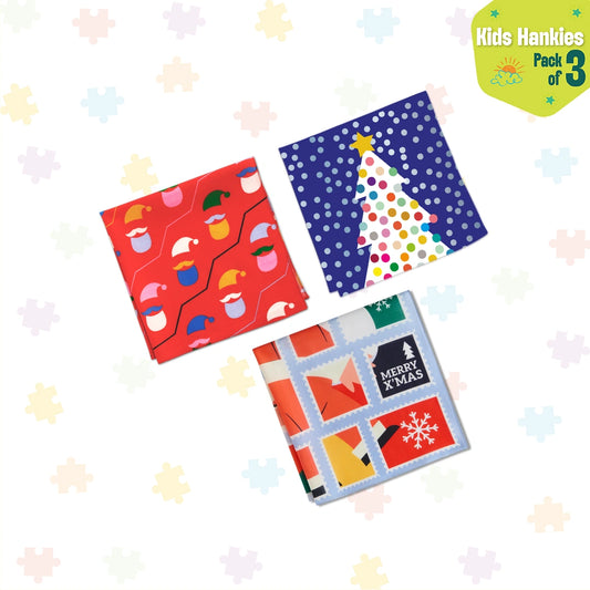Icy Giggle! Unisex Kid's Hankies, 100% Organic Cotton, Pack of 3