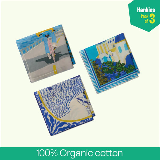 Tan Lines! Unisex Hankies, 100% Organic Cotton, Pack of 3