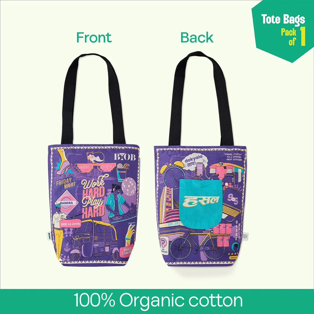 Hustler Bhidu! Canvas Tote Bag, 100% Organic Cotton, Pack of 1