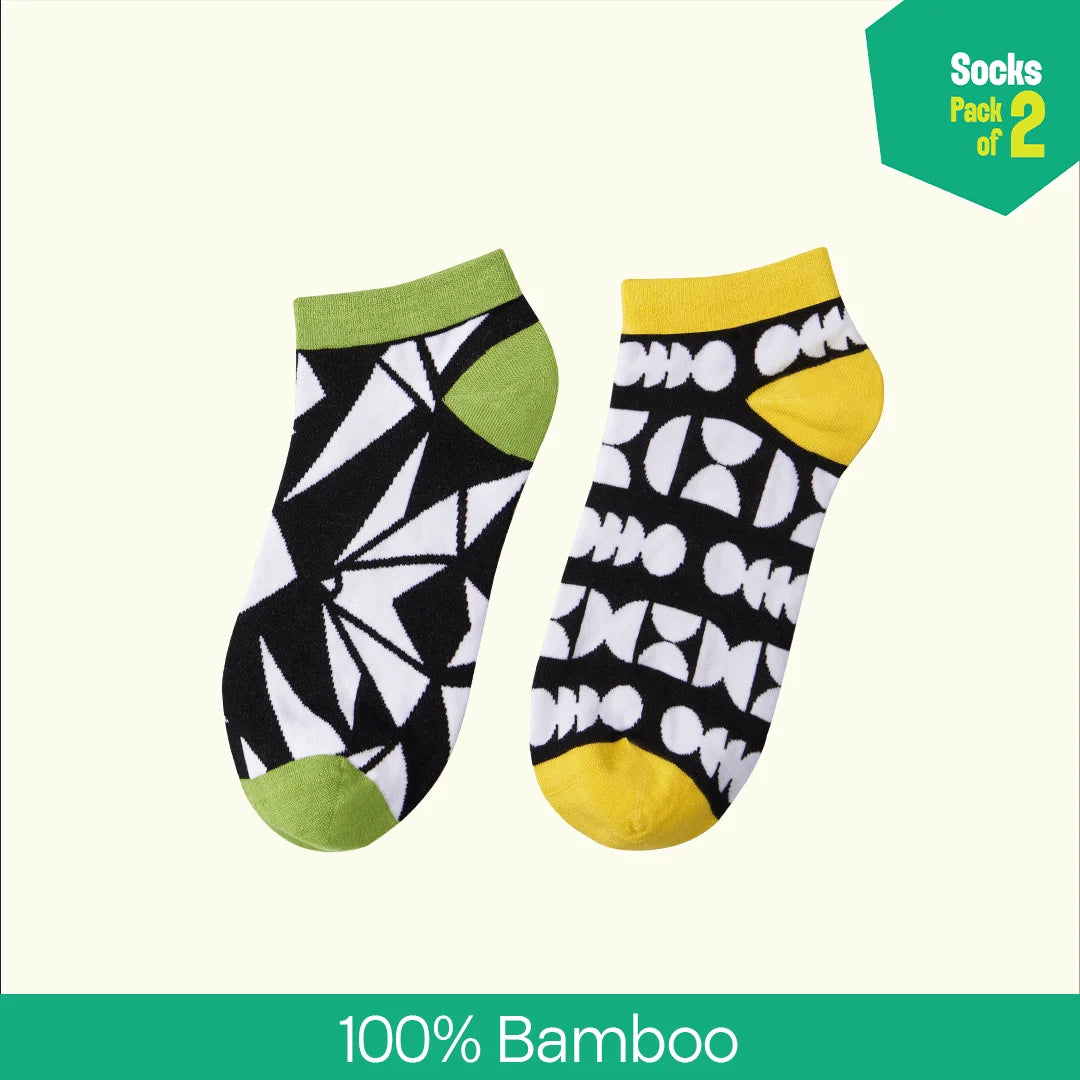 In Great Shapes! Unisex Socks, 100% Bamboo Made, Ankle Length, Pack of 2