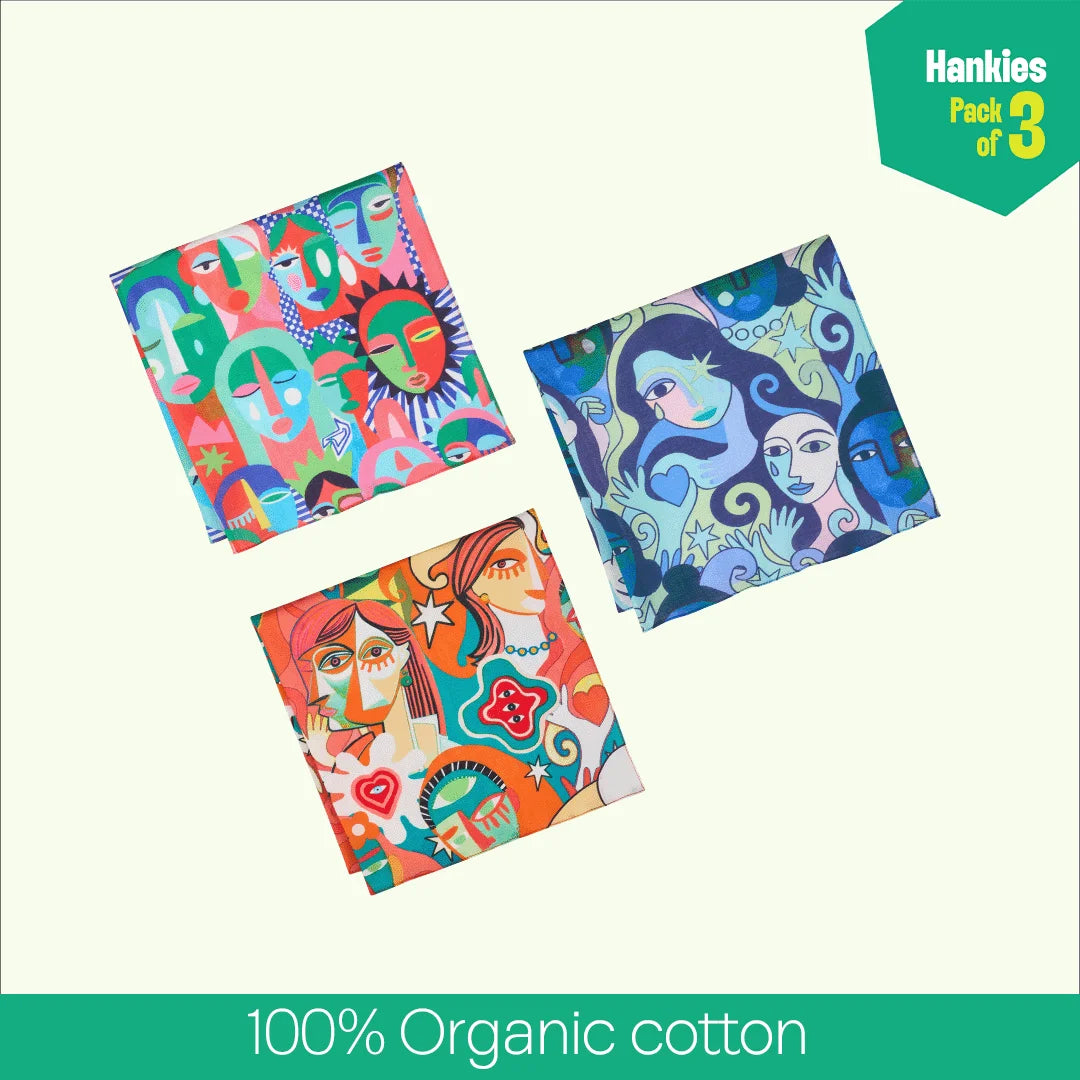 Illusion Trap! Unisex Hankies, 100% Organic Cotton, Pack of 3