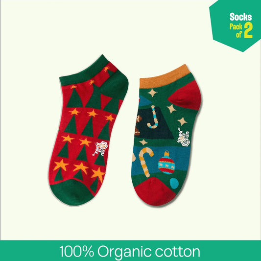 Hot In Red! Unisex Socks, 100% Organic Cotton, Ankle Length, Pack of 2