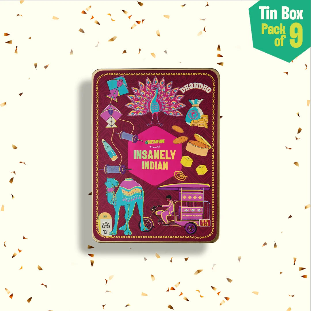 Majjama Mood Box! Tin Gift Box, 6 Hankies + 3 Socks, 100% Organic Cotton, Box of 9