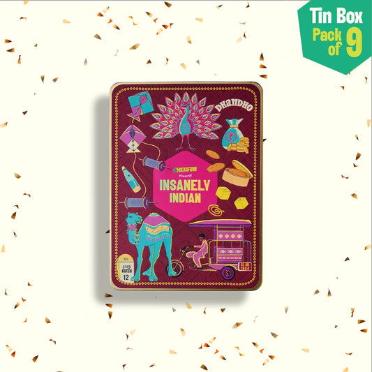 Majjama Mood Box! Tin Gift Box, 6 Hankies + 3 Socks, 100% Organic Cotton, Box of 9
