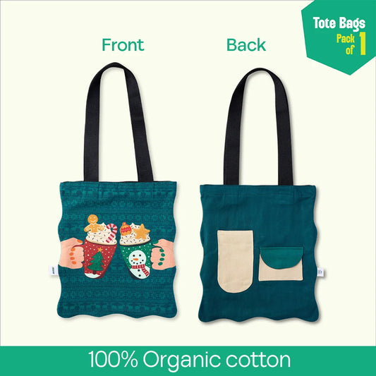 Steamy Sips! Canvas Tote Bags, 100% Organic Cotton, Pack of 1