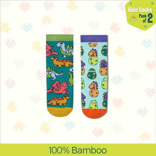 Jurassic Park! Unisex Kid's Socks, 100% Bamboo, Crew Length, Pack of 2