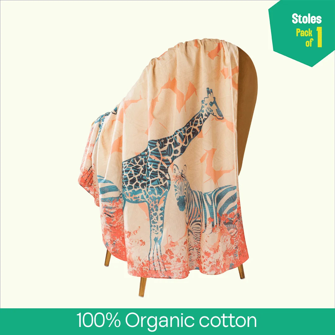 Jungle Book! Women's Stole, 100% Organic Cotton, Pack of 1