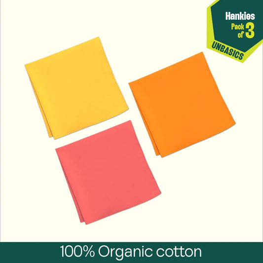Color Shot! Unisex Hankies, 100% Organic Cotton, Pack of 3