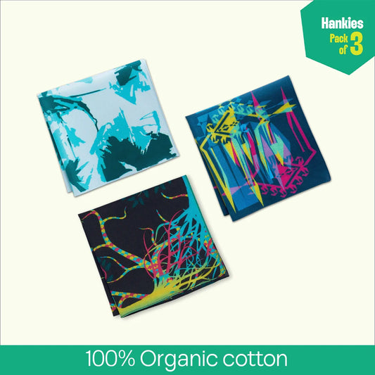 Abstract Of My Eye! Series 2! Unisex Hankies, 100% Organic Cotton, Pack of 3