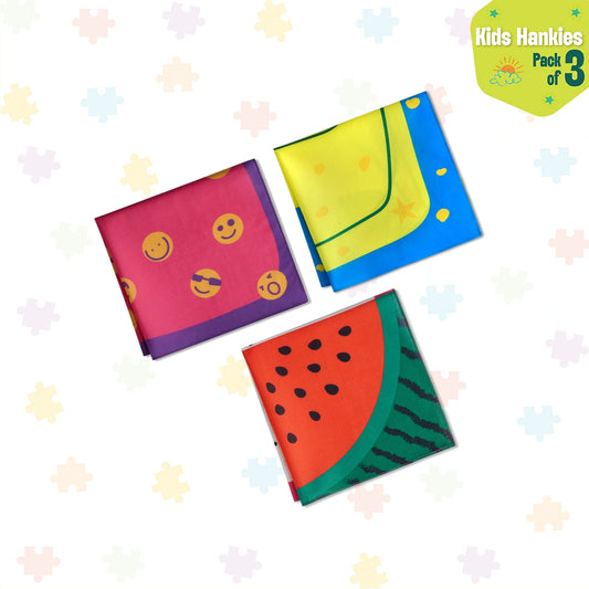 Lunchbox! Unisex Kid's Hankies, 100% Organic Cotton, Pack of 3