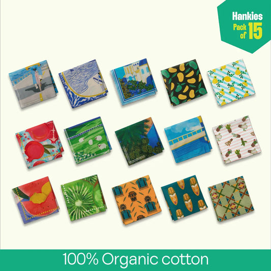 Summer Slay! Unisex Hankies, 100% Organic Cotton, Pack of 15