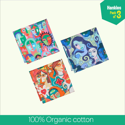Illusion Trap! Unisex Hankies, 100% Organic Cotton, Pack of 3