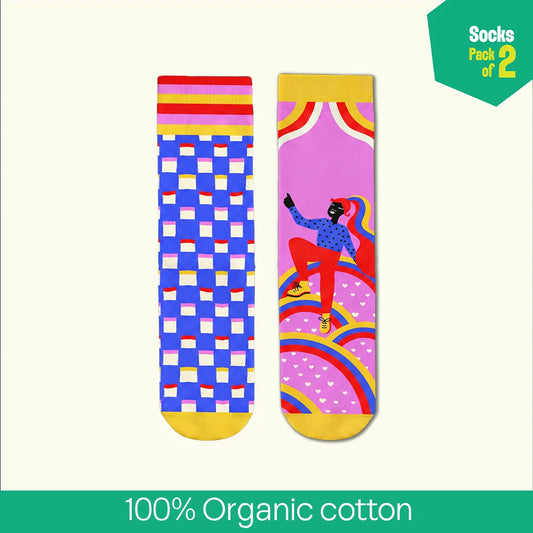 Out Loud! Unisex Socks, 100% Organic Cotton, Crew Length, Pack of 2