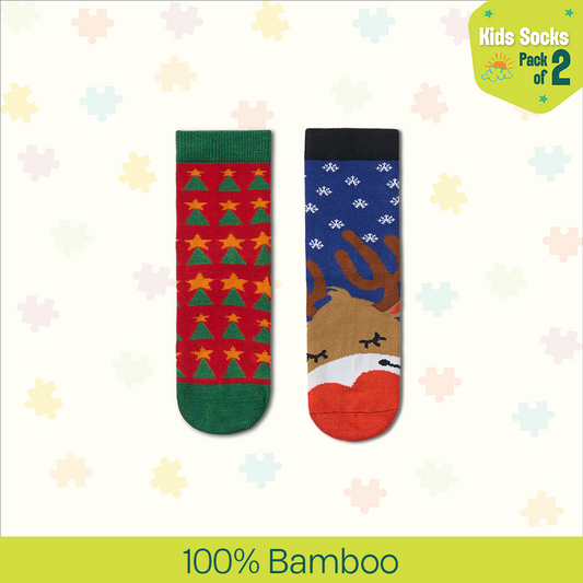Merry Mischief! Unisex Kid's Socks, 100% Bamboo, Crew Length, Pack of 2