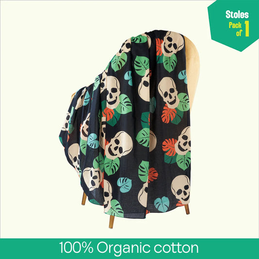 Skull Eye-candy! Women's Stole, 100% Organic Cotton, Pack of 1