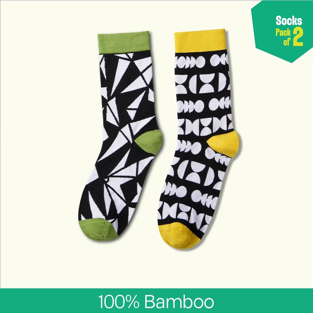In Great Shapes! Unisex Socks, 100% Bamboo, Crew Length, Pack of 2