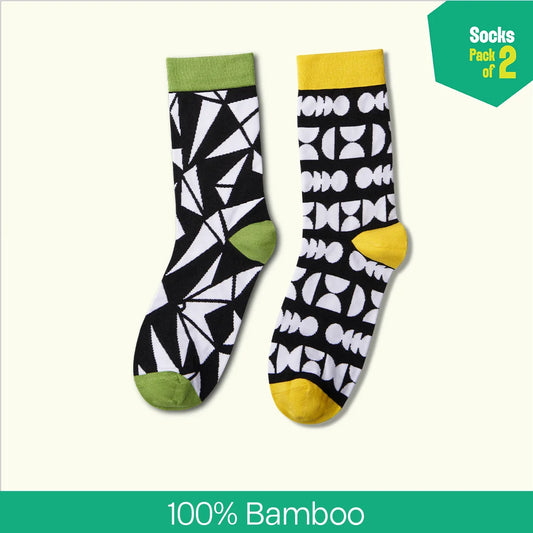 In Great Shapes! Unisex Socks, 100% Bamboo, Crew Length, Pack of 2