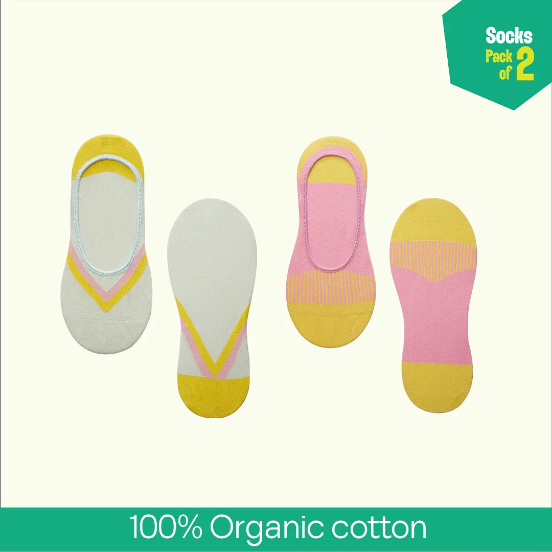 Between The Lines! Unisex Socks, 100% Organic Cotton, No Show, Pack of 2