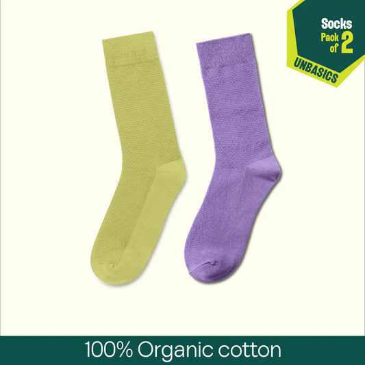 Flying Colors! Unisex Socks, 100% Organic Cotton, Crew Length, Pack of 2