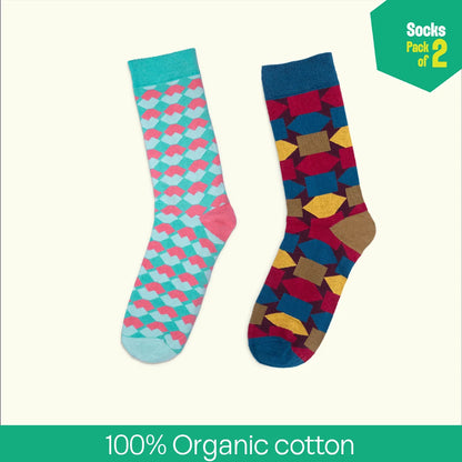 Shape Chiller! Unisex Socks, 100% Organic Cotton, Crew Length, Pack of 2