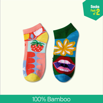 Pop Culture! Unisex Socks, 100% Bamboo, Ankle Length, Pack of 2
