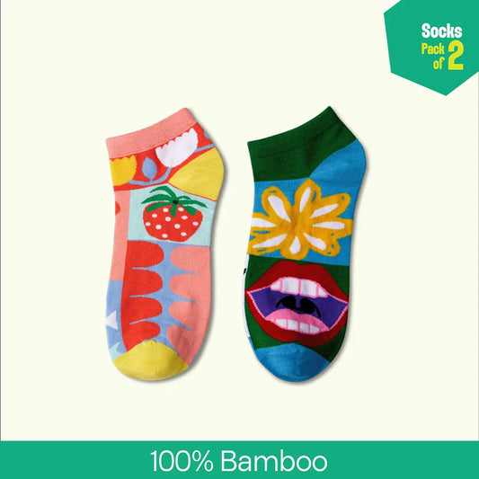 Pop Culture! Unisex Socks, 100% Bamboo, Ankle Length, Pack of 2