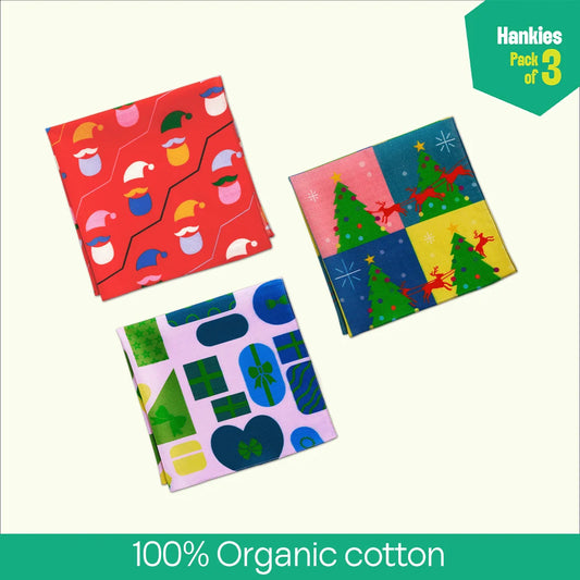 Sleigh Riders! Unisex Hankies, 100% Organic Cotton, Pack of 3