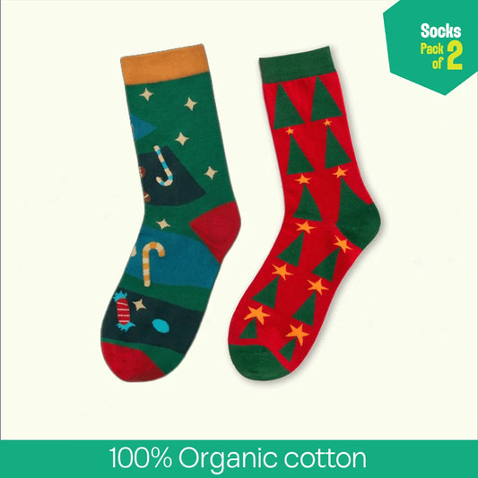 Hot In Red! Unisex Socks, 100% Organic Cotton, Crew Length, Pack of 2
