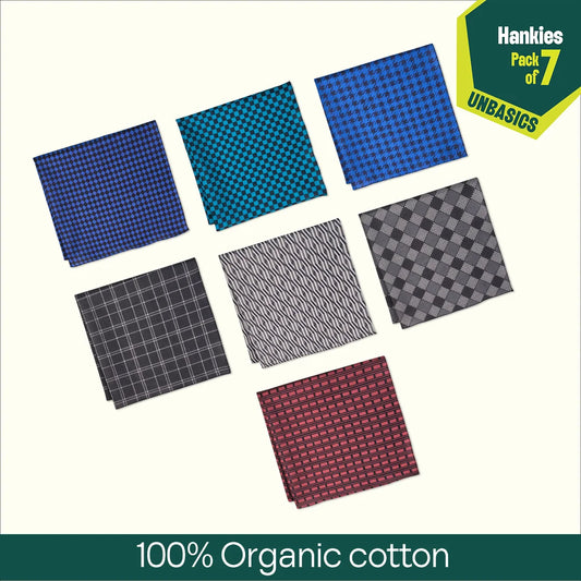 Boardroom Basics! Unisex Hankies, 100% Organic Cotton, Pack of 7