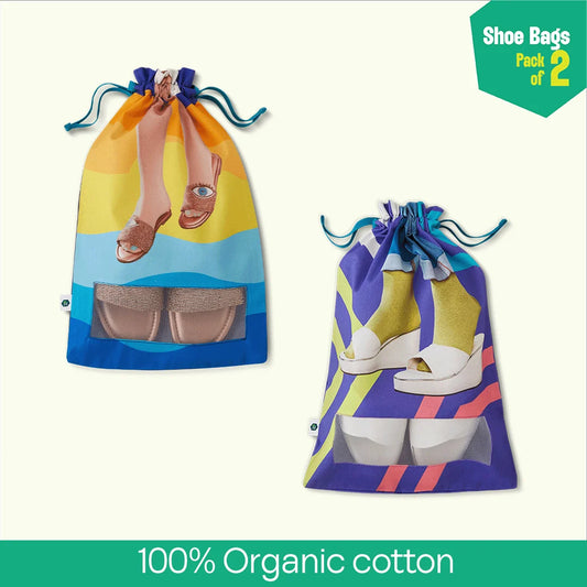 Sole-struck! Shoe Bags, 100% Organic Cotton, Pack of 2