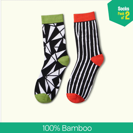 Monochromatic! Unisex Socks, 100% Bamboo, Crew Length, Pack of 2