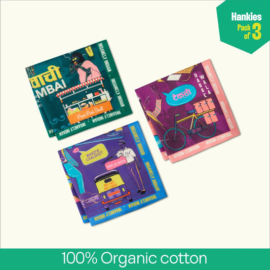 Ek Number! Unisex Hankies, 100% Organic Cotton, Pack of 3
