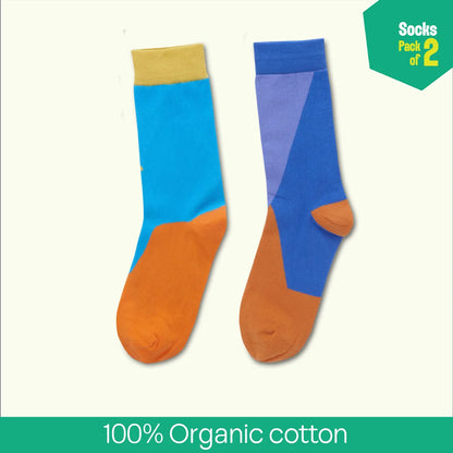 Orange-y! Unisex Socks, 100% Organic Cotton, Crew Length, Pack of 2