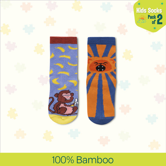 Roar-some! Unisex Kid's Socks, 100% Bamboo, Crew Length, Pack of 2