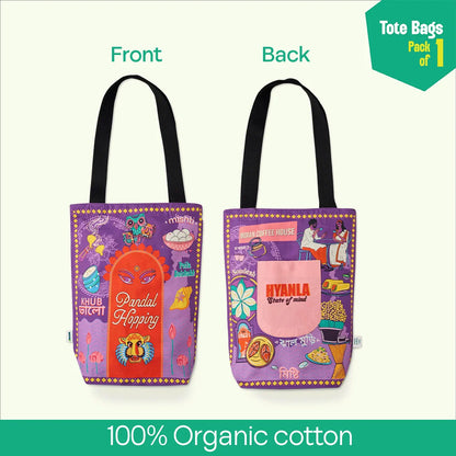 Pujo Mode Always! Canvas Tote Bag, 100% Organic Cotton, Pack of 1