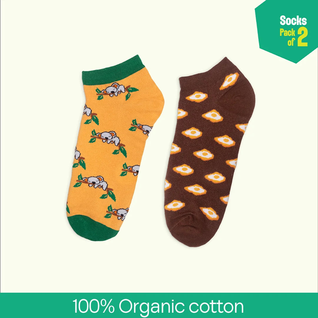 Chill Day! Unisex Socks, 100% Organic Cotton, Ankle Length, Pack of 2