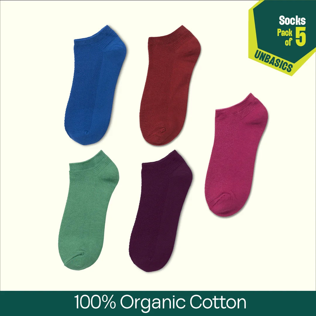 Pineberry! Unisex Socks, 100% Organic Cotton, Ankle Length, Pack of 5