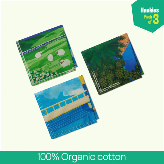 Tropical Tease! Unisex Hankies, 100% Organic Cotton, Pack of 3