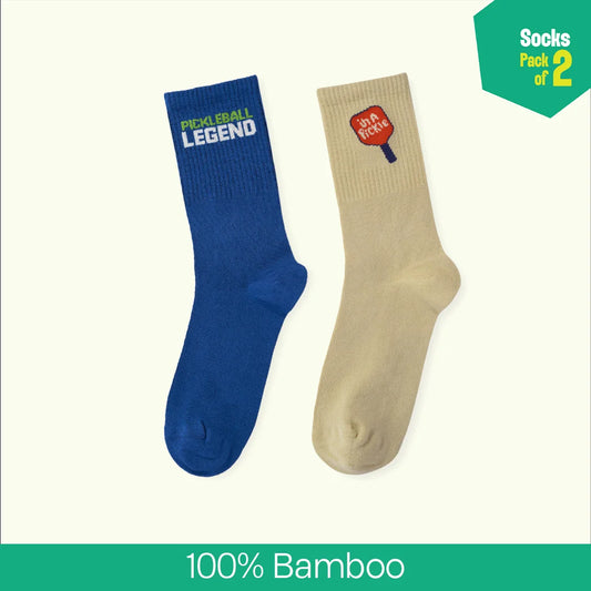 Pickleball Addict! Unisex Socks, 100% Bamboo, Crew Length, Pack of 2