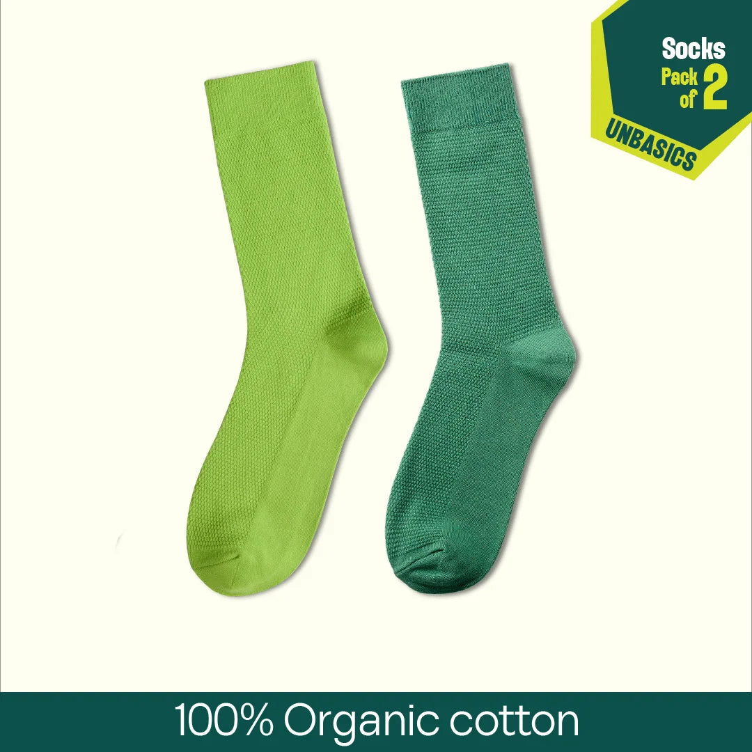 Green-ific! Unisex Socks, 100% Organic Cotton, Crew Length, Pack of 2