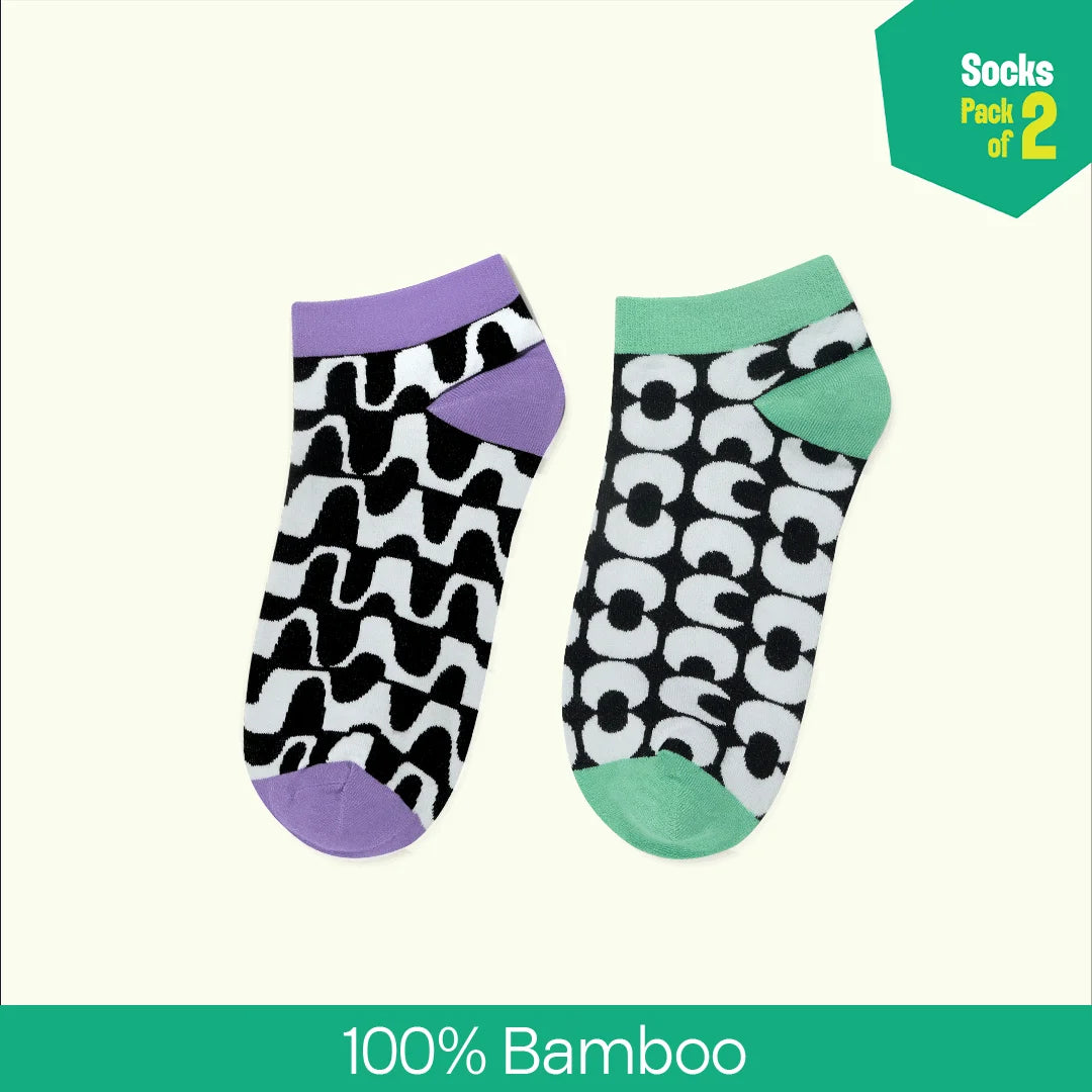 Geo-mazing! Unisex Socks, 100% Bamboo, Ankle Length, Pack of 2