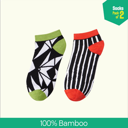 Monochromatic! Unisex Socks, 100% Bamboo, Ankle Length, Pack of 2