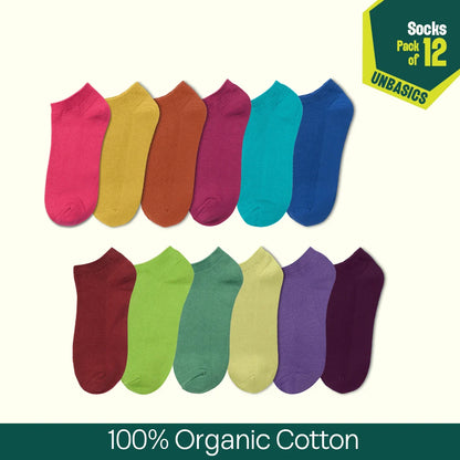 Badass Bold! Unisex Socks, 100% Organic Cotton, Ankle Length, Pack of 12