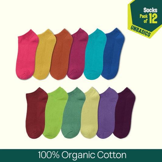 Badass Bold! Unisex Socks, 100% Organic Cotton, Ankle Length, Pack of 12