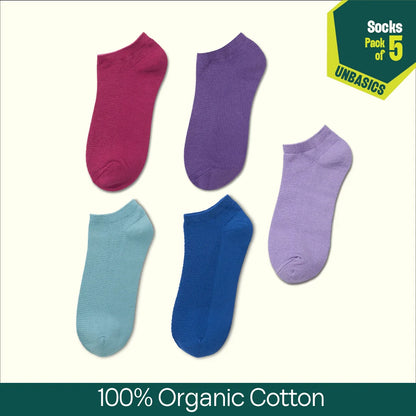 Color Me Cray! Unisex Socks, 100% Organic Cotton, Ankle Length, Pack of 5